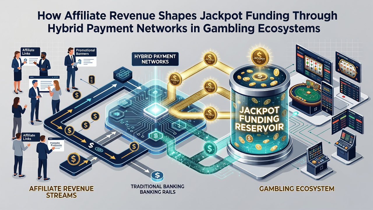 Detailed view of affiliate revenue allocation flowing into jackpot funding through secure hybrid payment channels