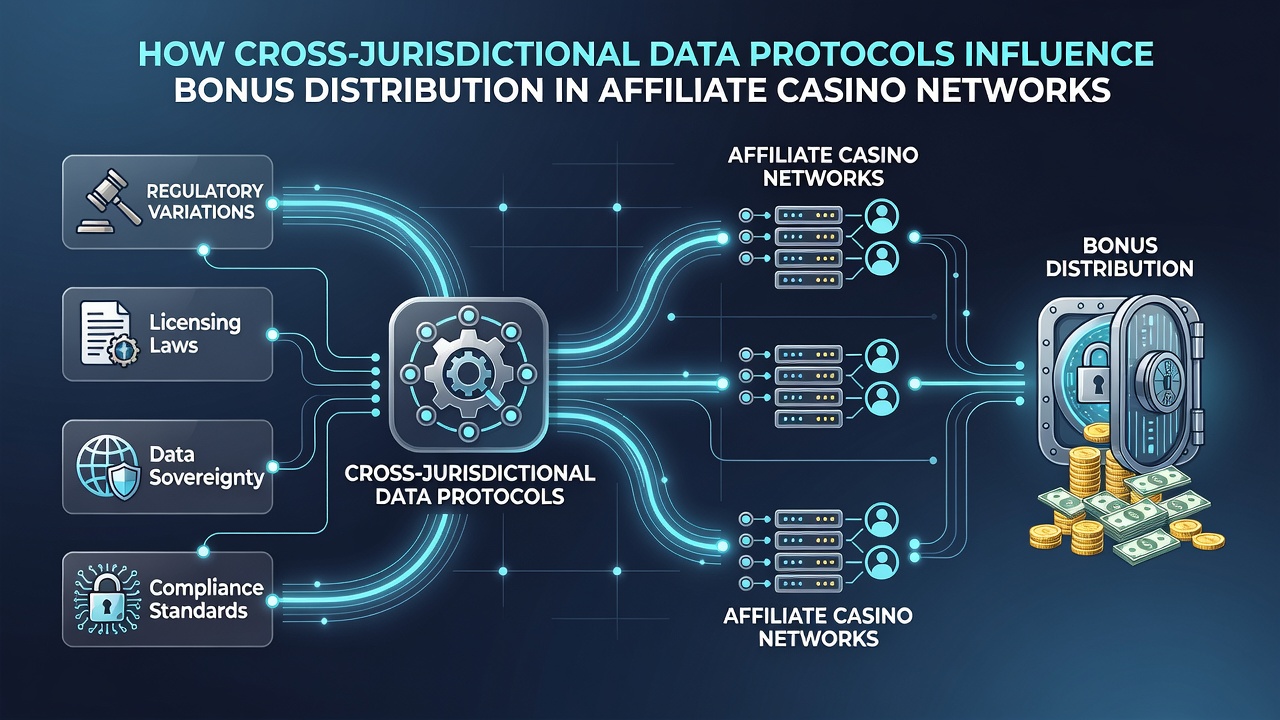 Diagram showing segmented data flows between casino affiliates across different regulatory zones