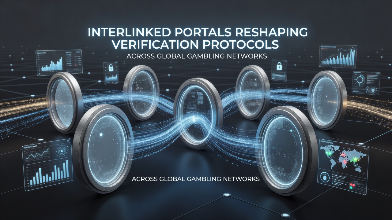 Network visualization showing interconnected verification portals linking multiple gambling platforms across regions