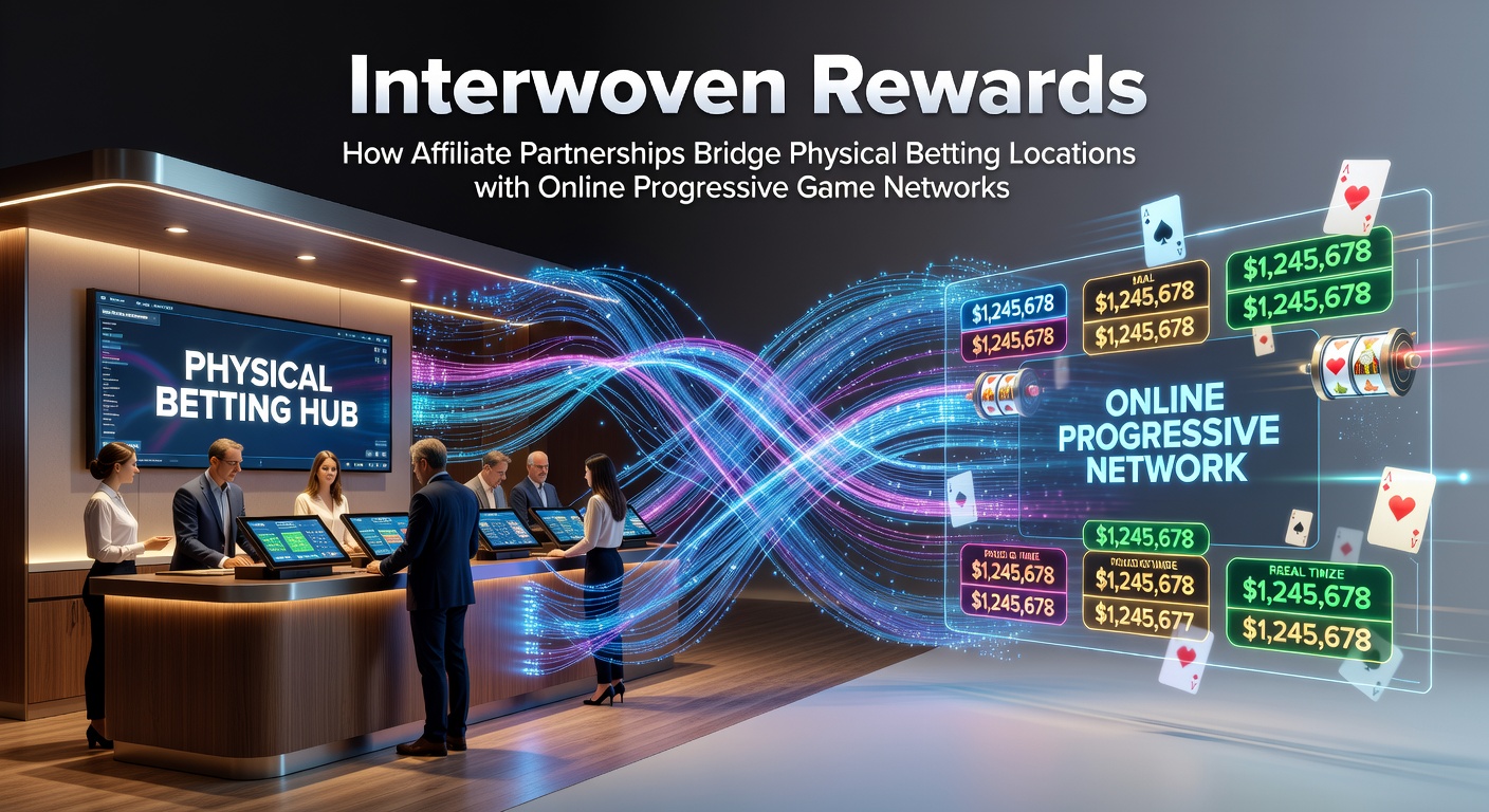 Affiliate partnerships connecting physical betting shops to online progressive game networks through shared reward systems