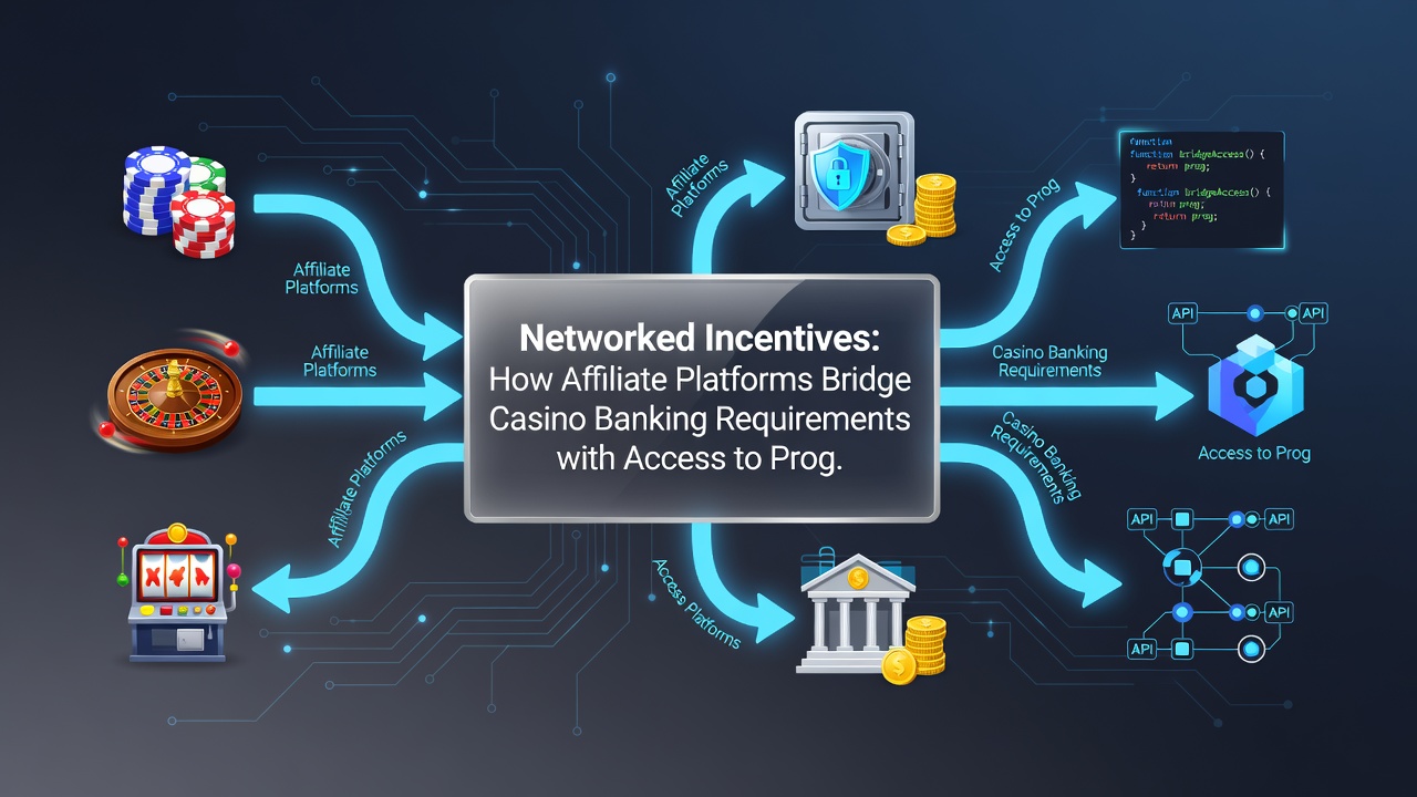 Illustration of progressive jackpot meters connected through affiliate network pathways