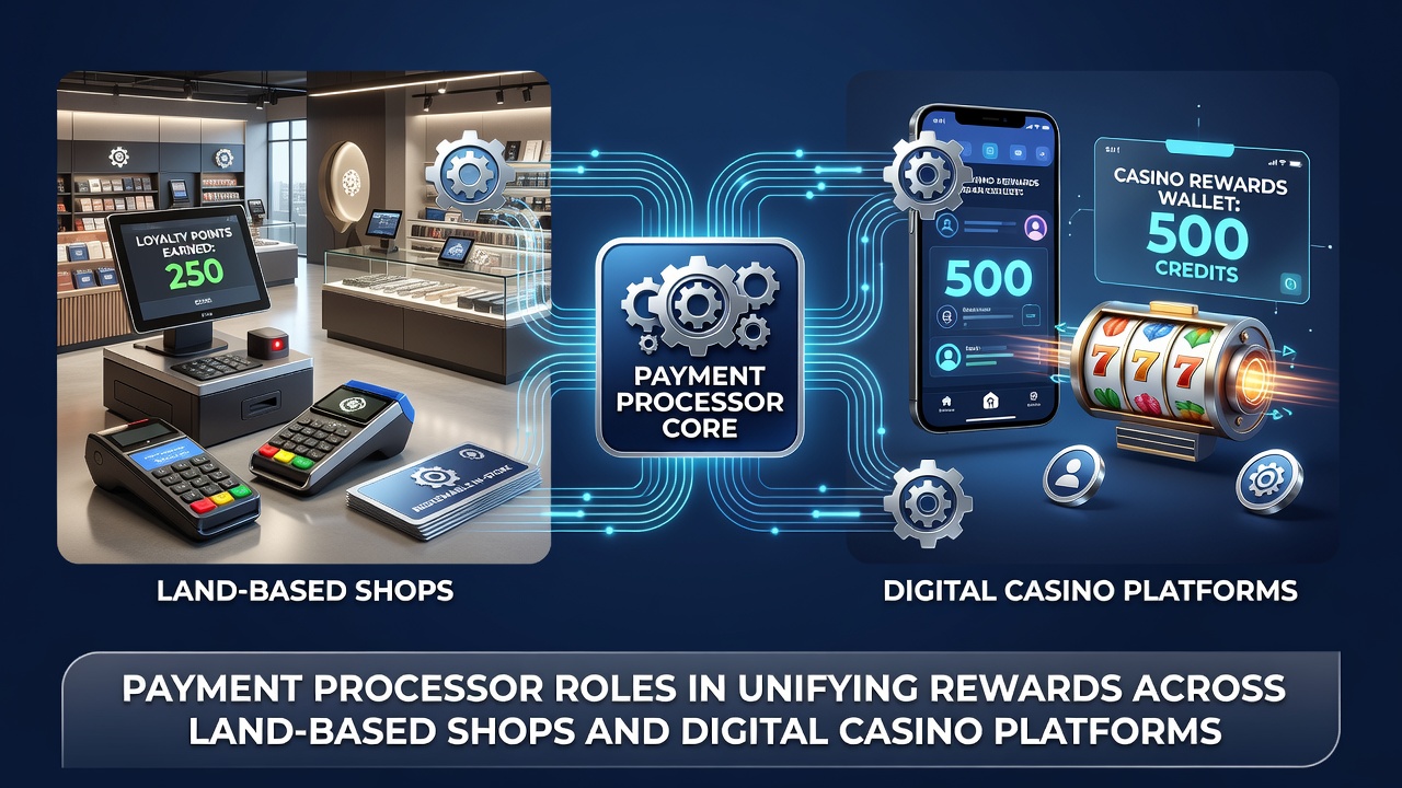 Secure payment infrastructure linking rewards across retail shops and virtual casino sites