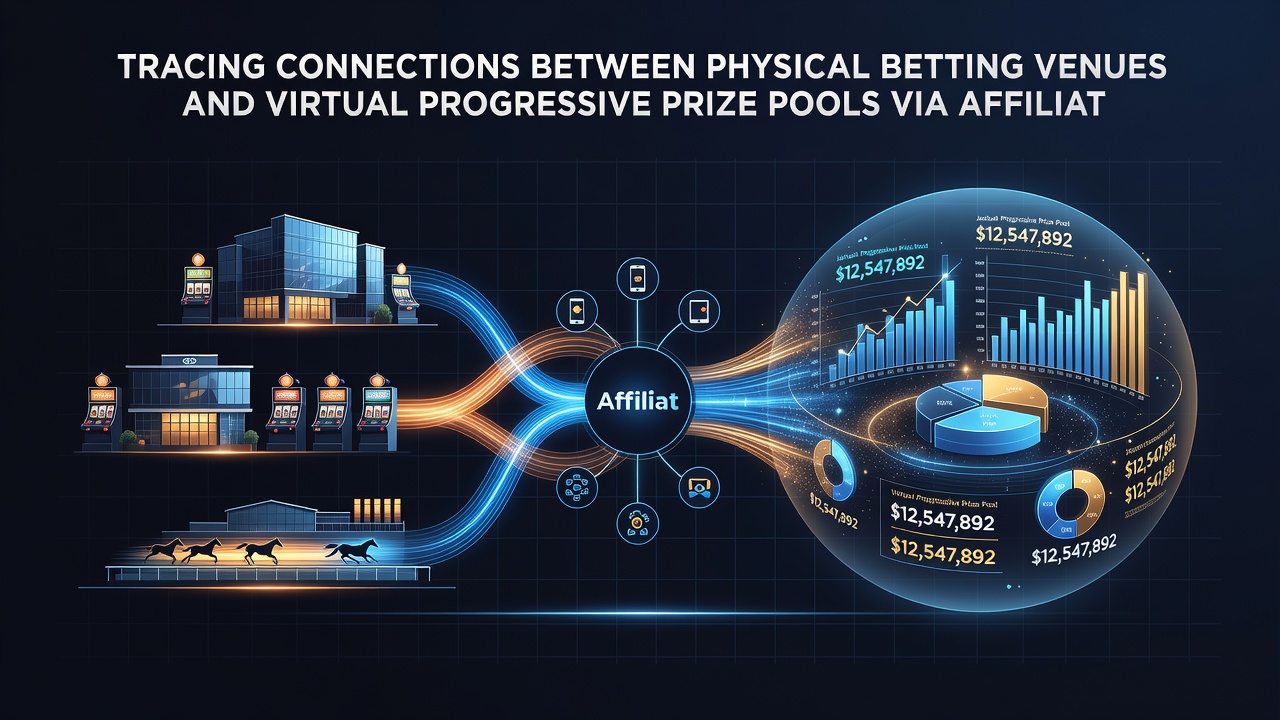 Affiliate dashboard displaying connections between land-based and online jackpot systems